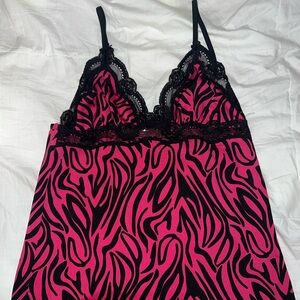 Dollhouse Pink and Black Zebra Print Chemise